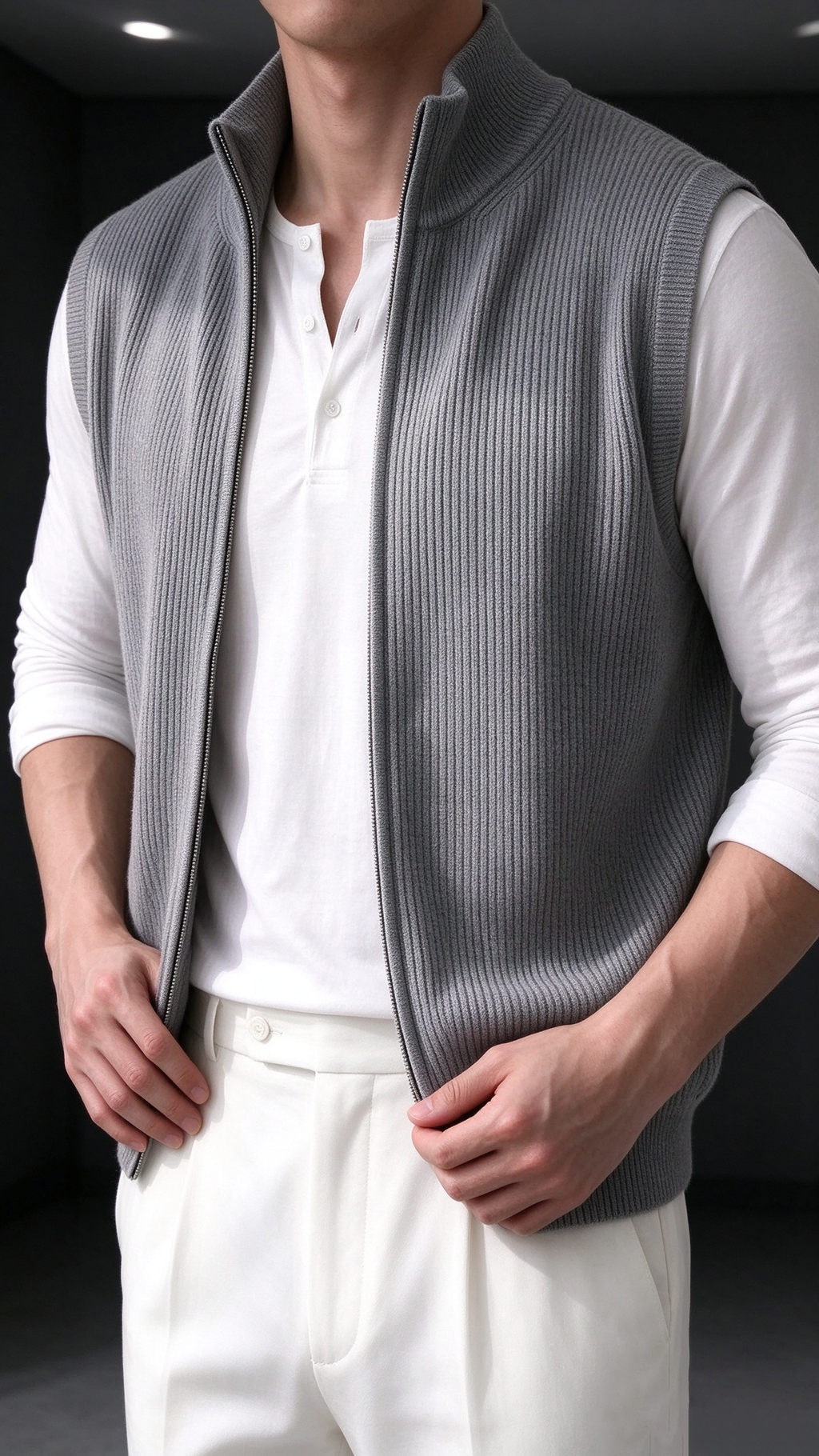 Men's Comfortable Knit Zip-Up Vest