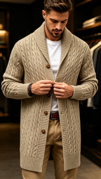 Men's Vintage Longline Knit Cardigan Sweater