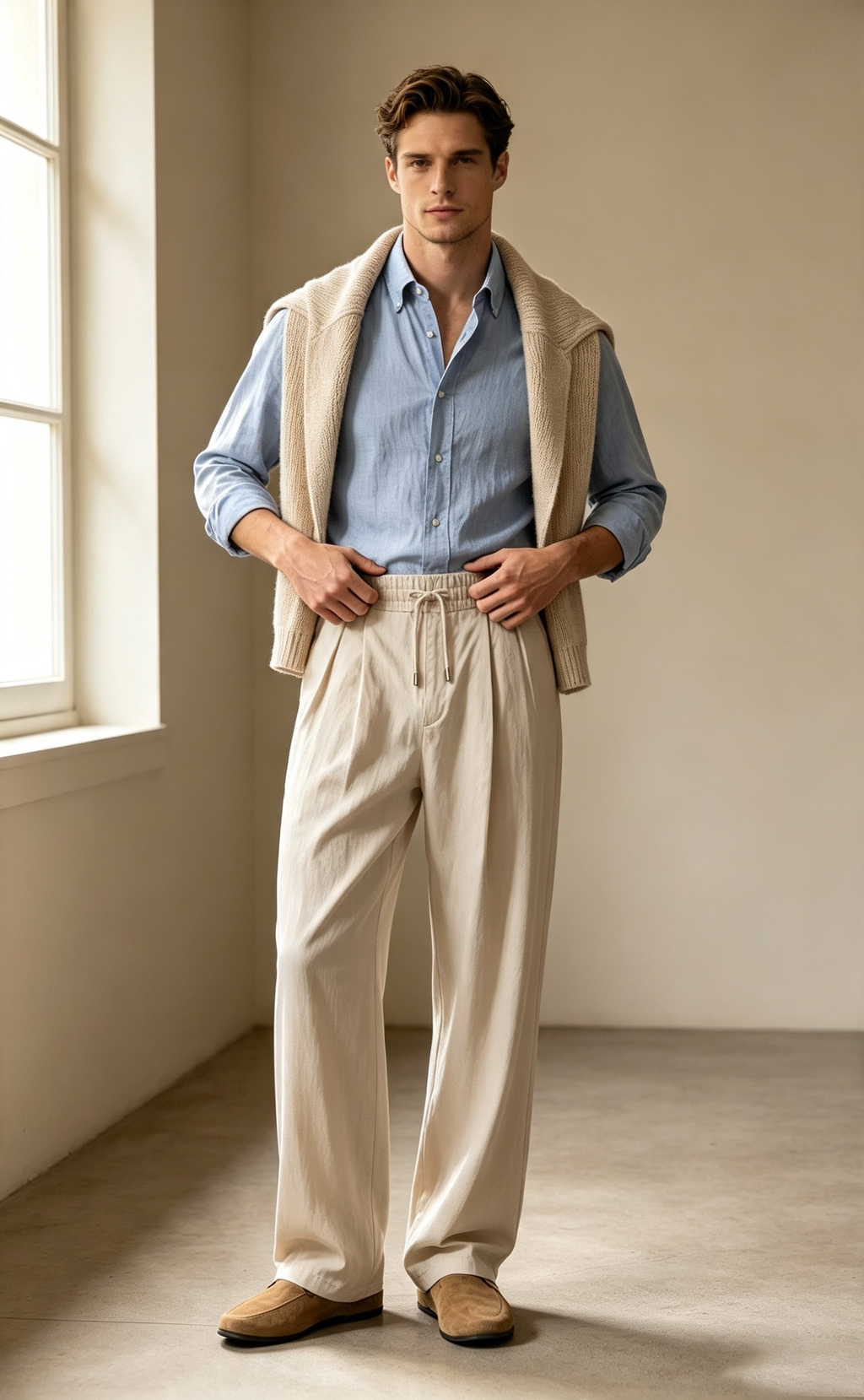 Men's Old Money Lyocell Tencel Straight-Leg Casual Trousers