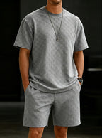 Men's Premium Checkerboard Knit Crewneck Tee & Shorts Set