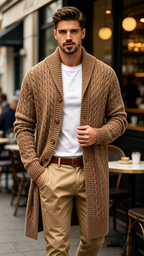 Men's Vintage Longline Knit Cardigan Sweater