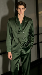 Men’s Smooth Silk-Feel Casual Suit Set