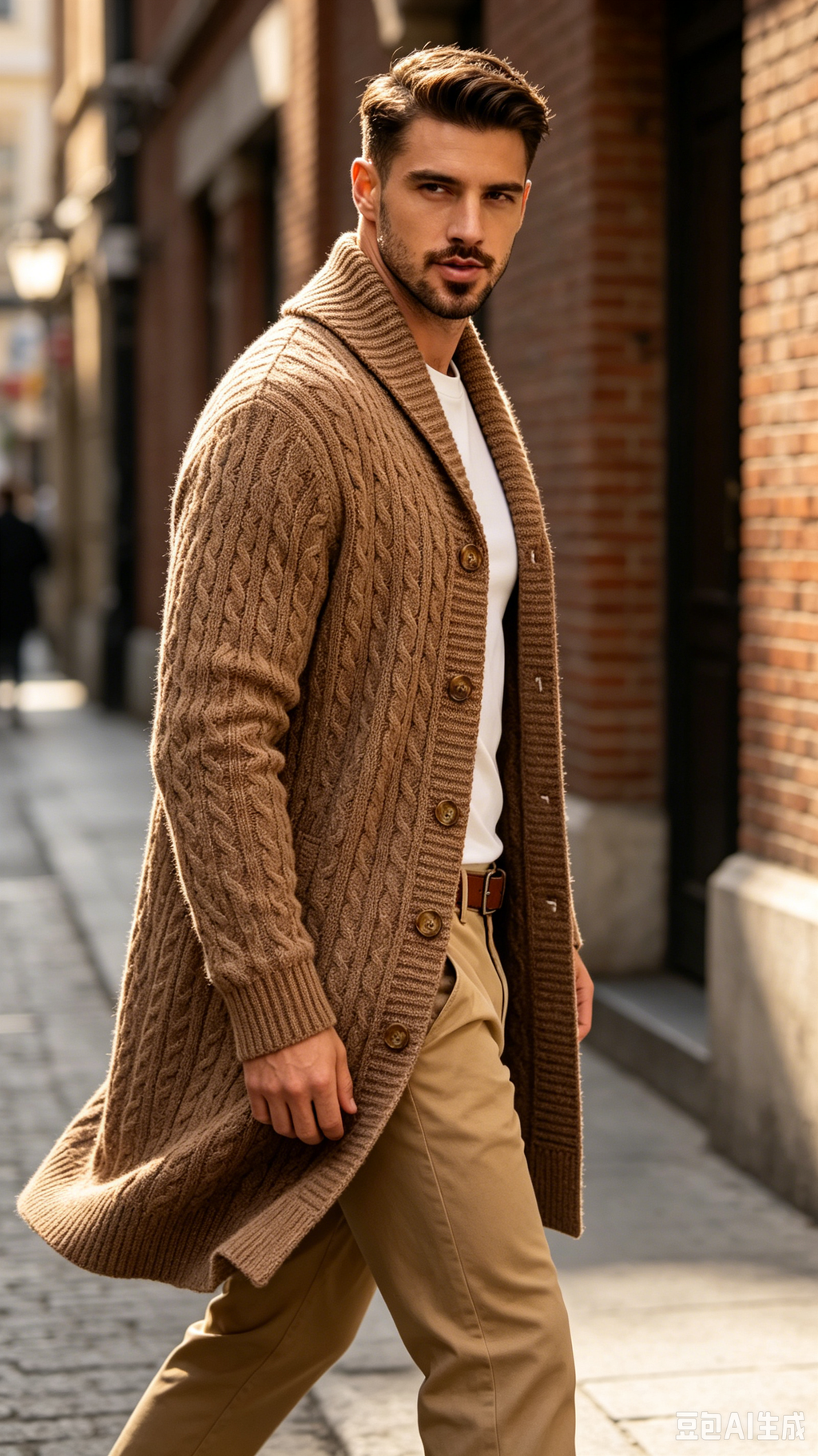 Men's Vintage Longline Knit Cardigan Sweater