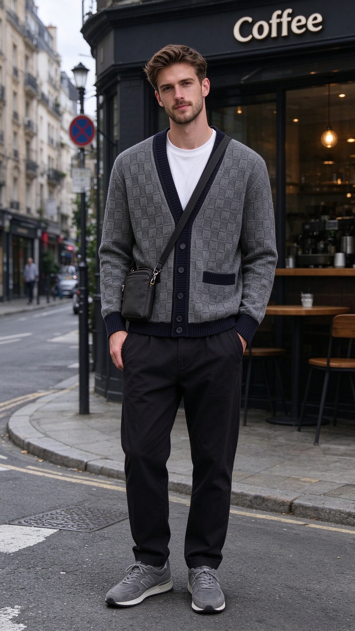 Men’s Comfortable Contrast-Trim Knit Cardigan