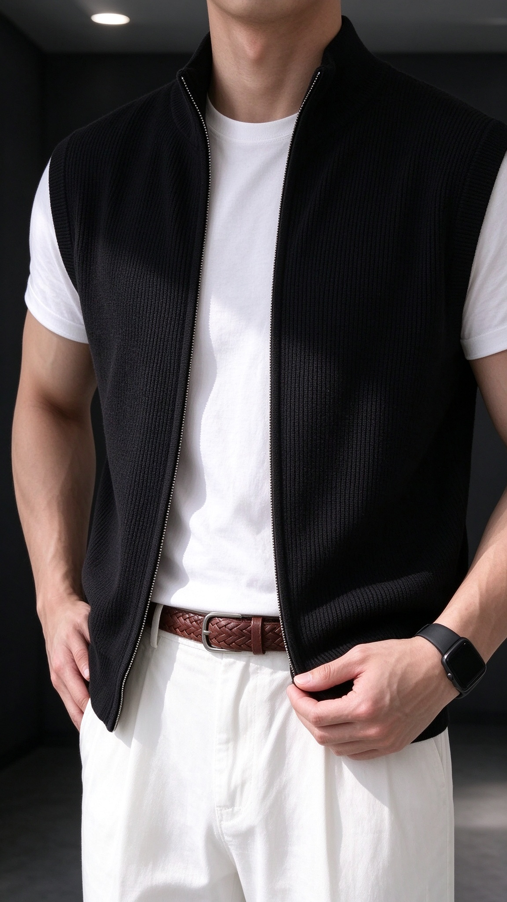 Men's Comfortable Knit Zip-Up Vest