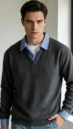 Men's Casual Mock Two-Piece Sweatshirt
