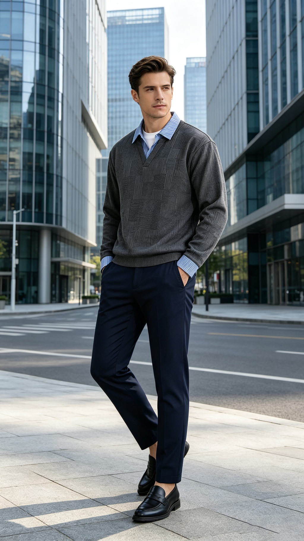 Men's Casual Mock Two-Piece Sweatshirt