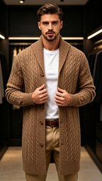 Men's Vintage Longline Knit Cardigan Sweater