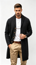 Men's Vintage Longline Knit Cardigan Sweater