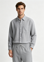Men's 2-Piece Linen Outfits Casual Long Sleeve Button Down Shirt and Pants Set Beach Vacation Suits