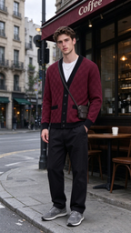 Men’s Comfortable Contrast-Trim Knit Cardigan