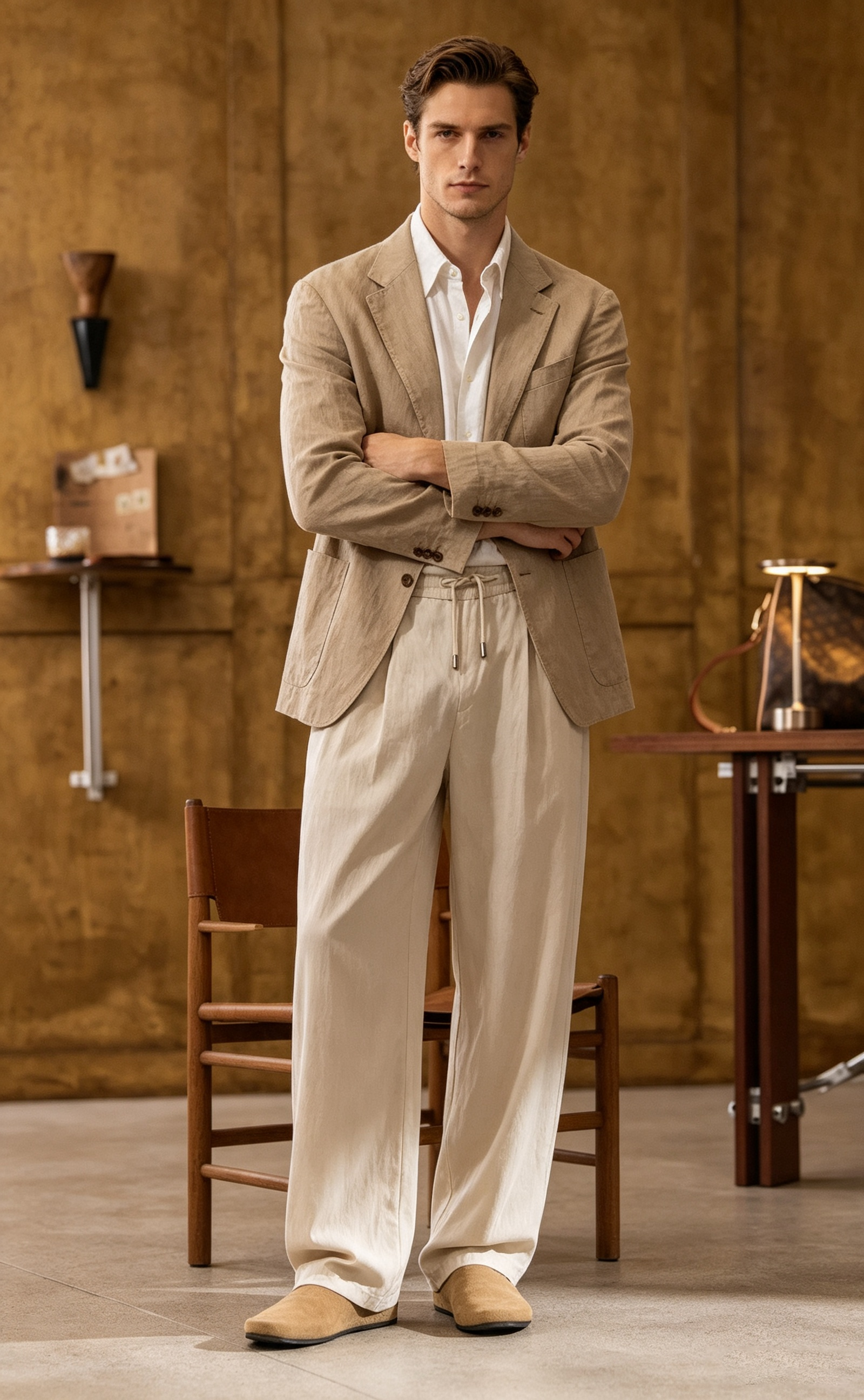 Men's Old Money Lyocell Tencel Straight-Leg Casual Trousers