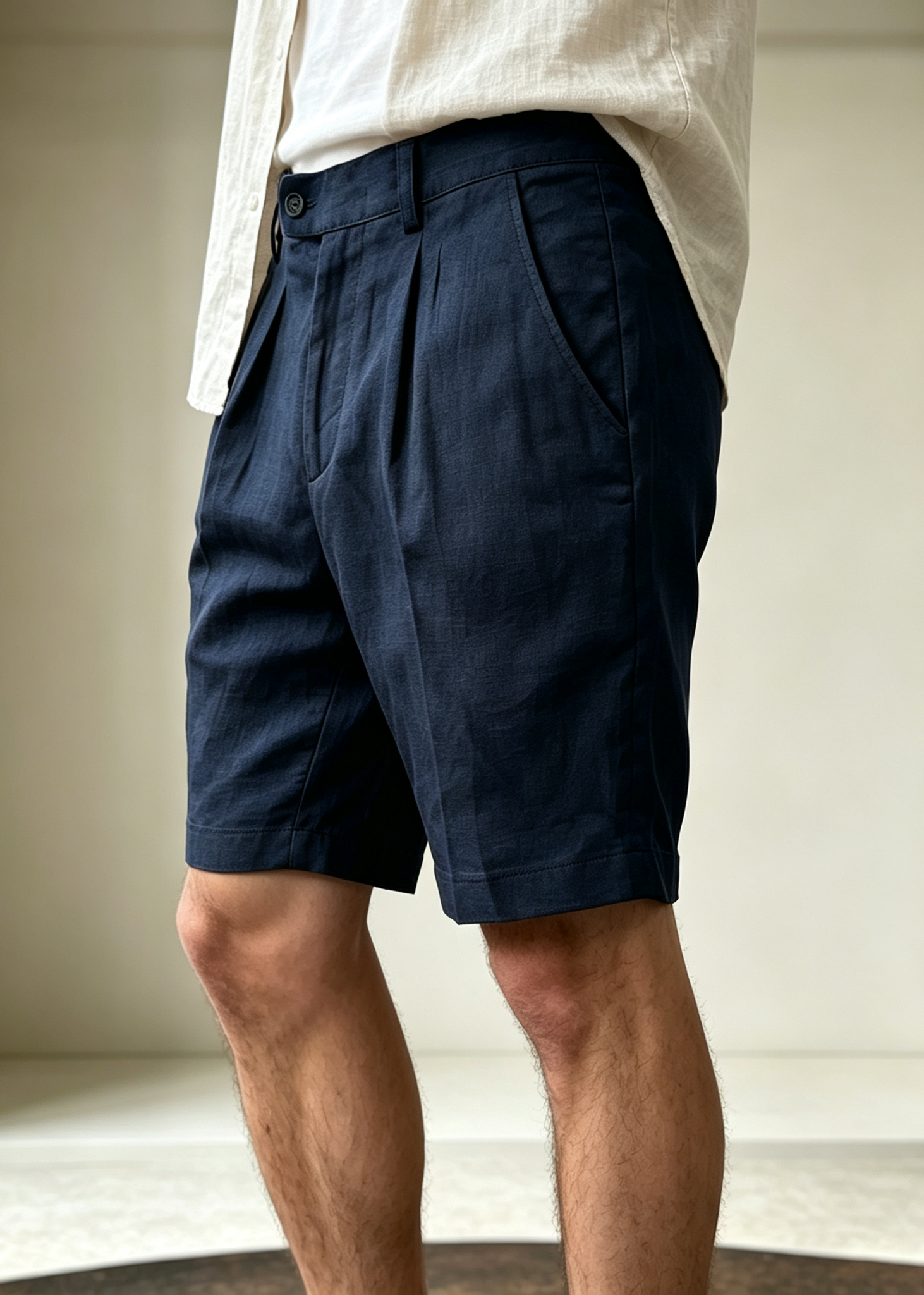 Men's Old Money Linen Blend Shorts - Relaxed Fit Pleated Casual Summer Shorts