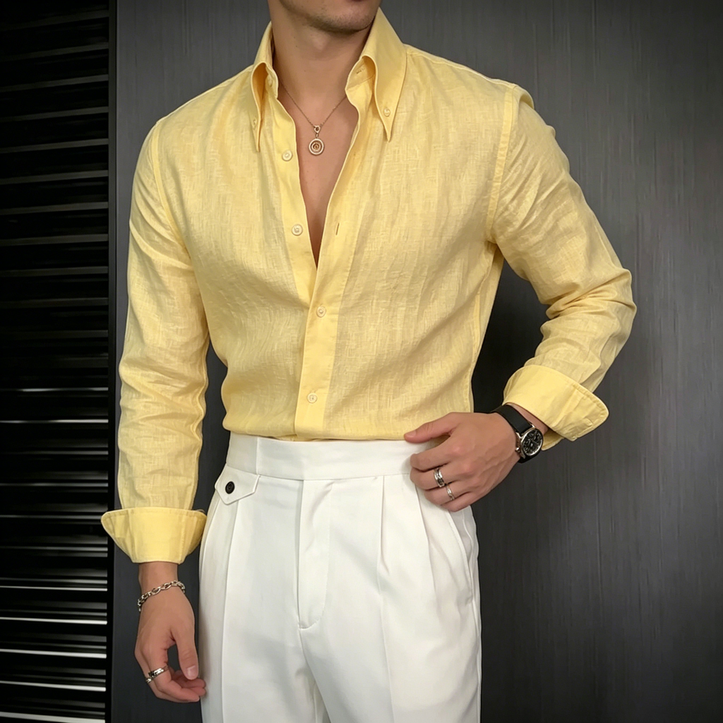 Men's Premium Solid Color Casual Slim-Fit Shirt
