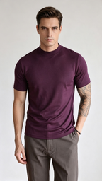 Men's Premium Mock Neck Fitted Short-Sleeve Base T-Shirt