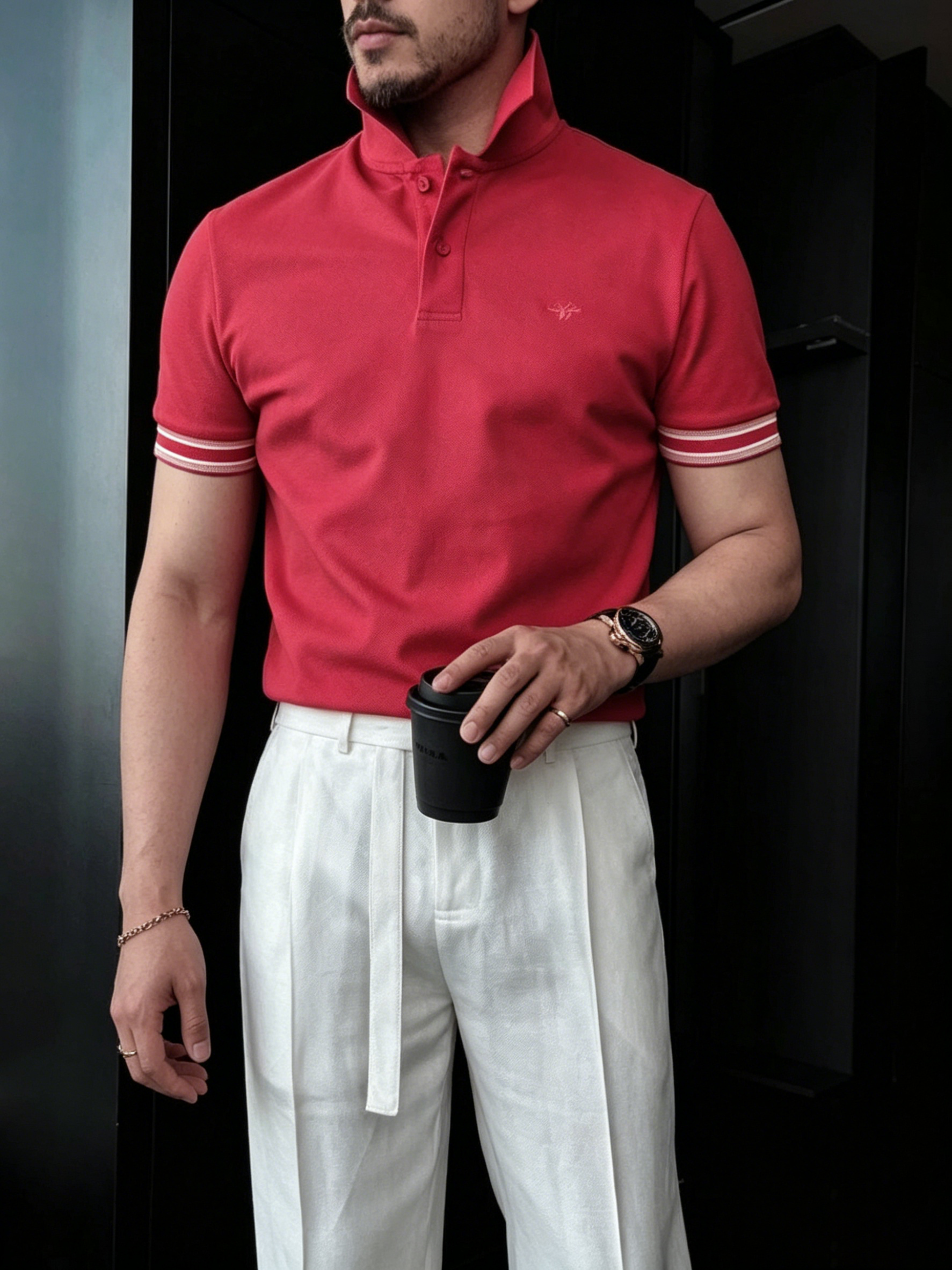 Men's High-Quality Breathable Little Bee Embroidered Polo Shirt