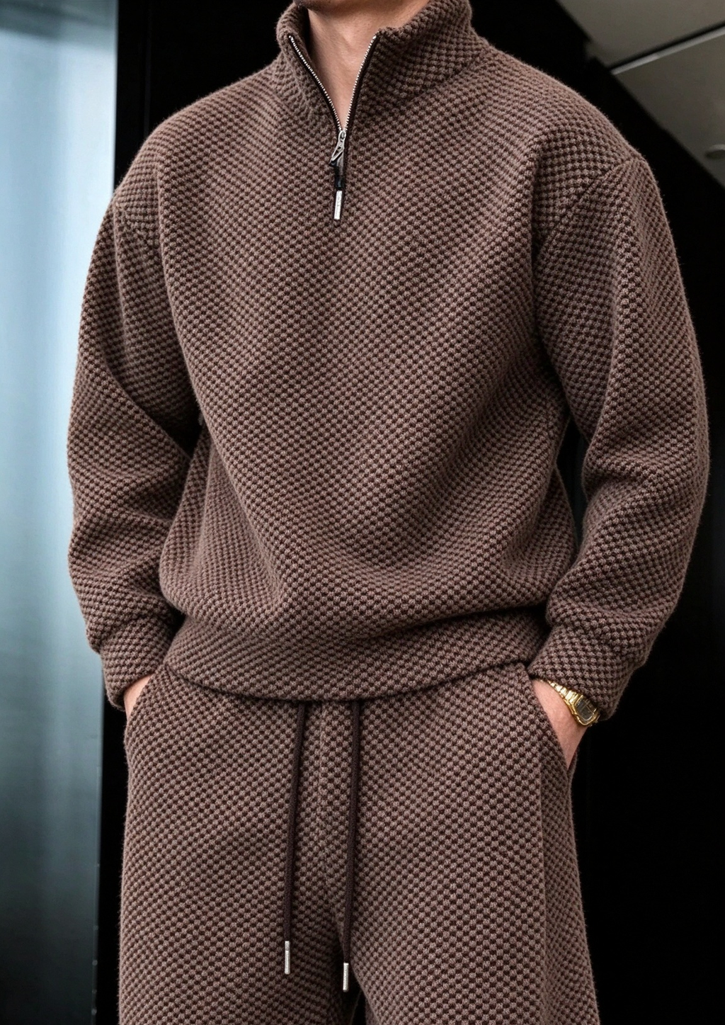 Men's Comfortable Houndstooth Tracksuit