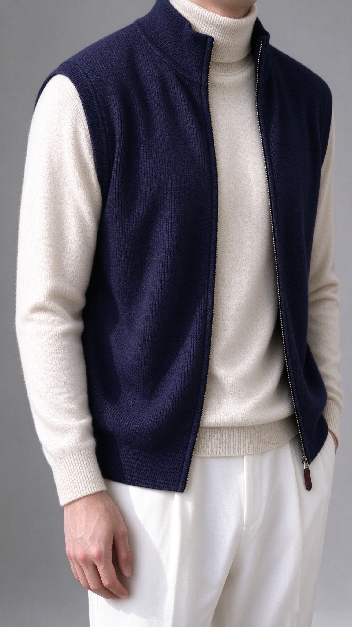 Men's Comfortable Knit Zip-Up Vest