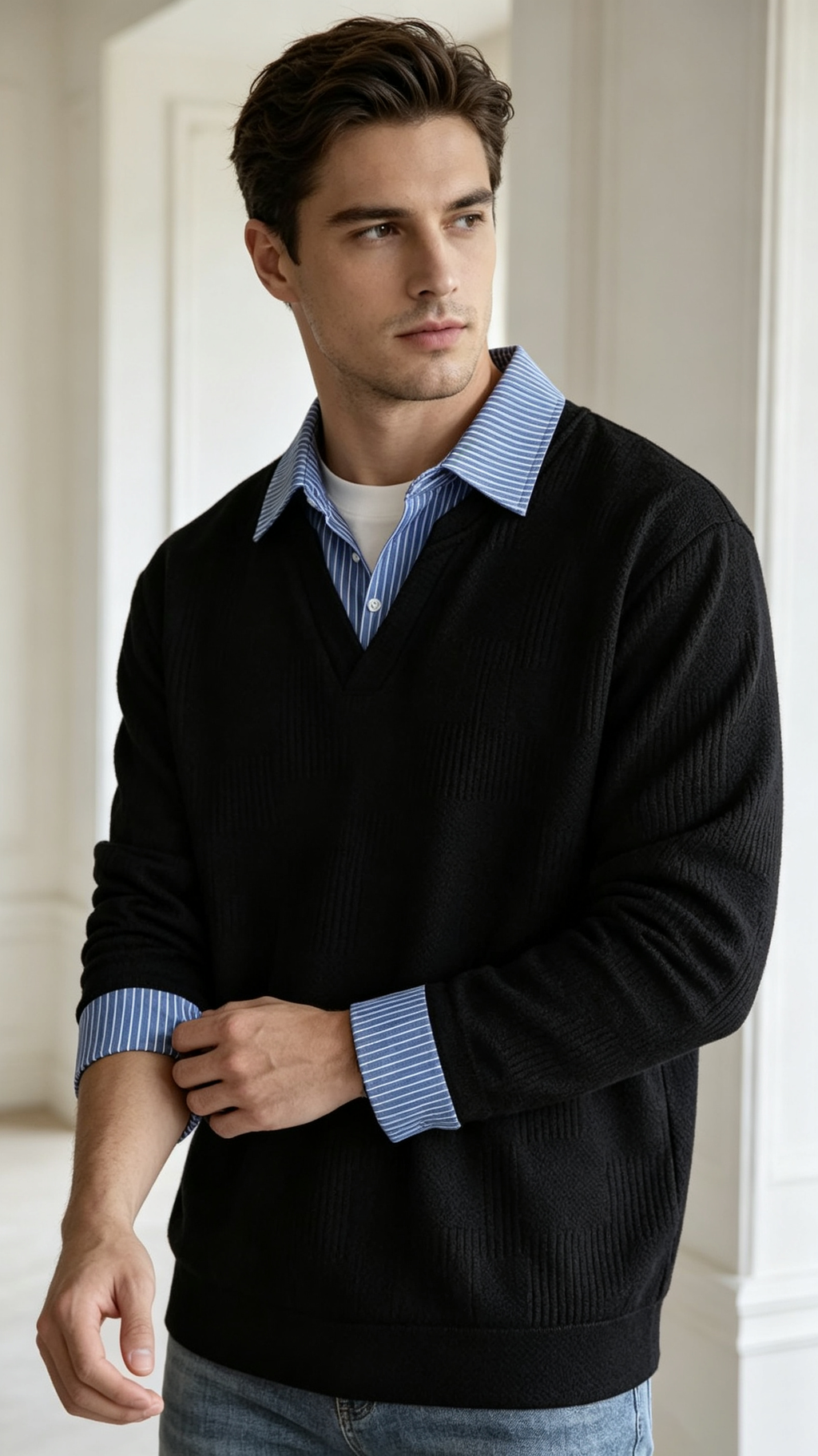 Men's Casual Mock Two-Piece Sweatshirt