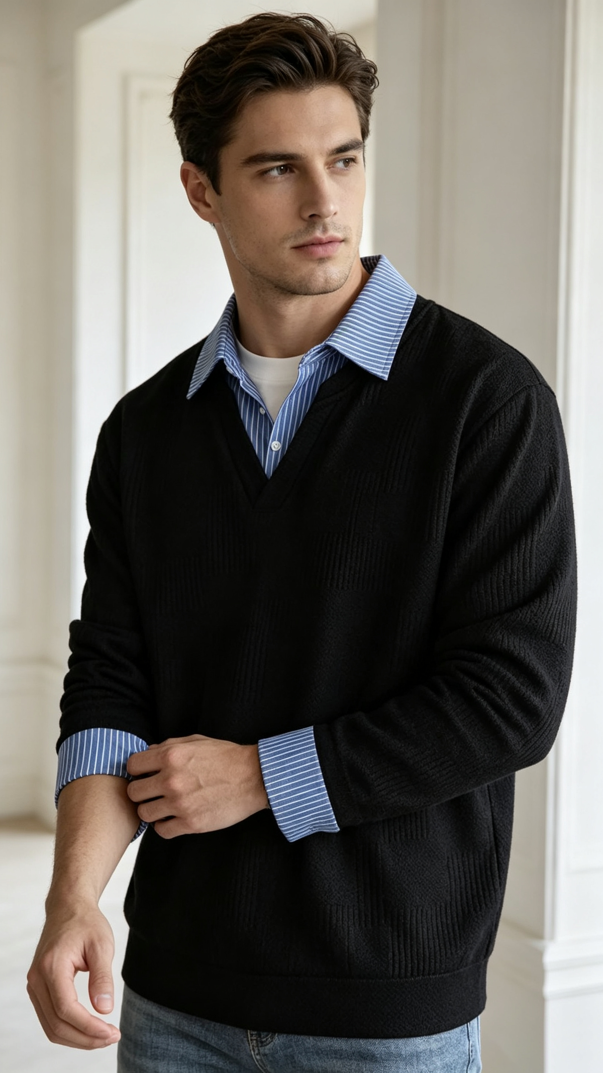 Men's Casual Mock Two-Piece Sweatshirt
