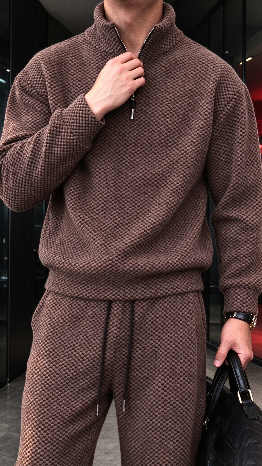 Men's Comfortable Houndstooth Tracksuit