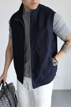 Men's Stand-Collar Textured Smart-Casual Business Vest