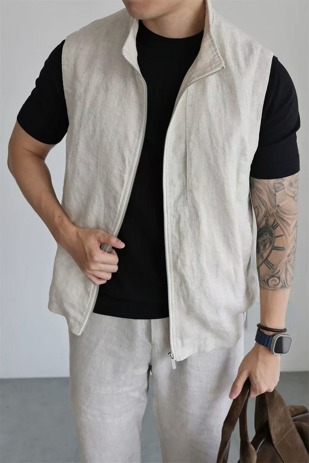Men's Stand-Collar Textured Smart-Casual Business Vest
