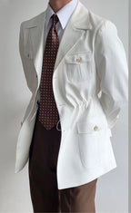 Lapel Lightweight Safari Cargo Jacket Casual Blazer