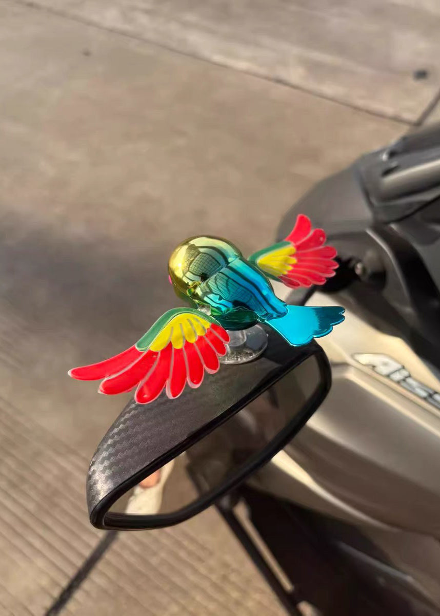 Cute Flying Companion Bird Car Ornament - Wind-Powered Flapping Wings Decoration for Dashboard, Roof, Mirror & Motorcycle