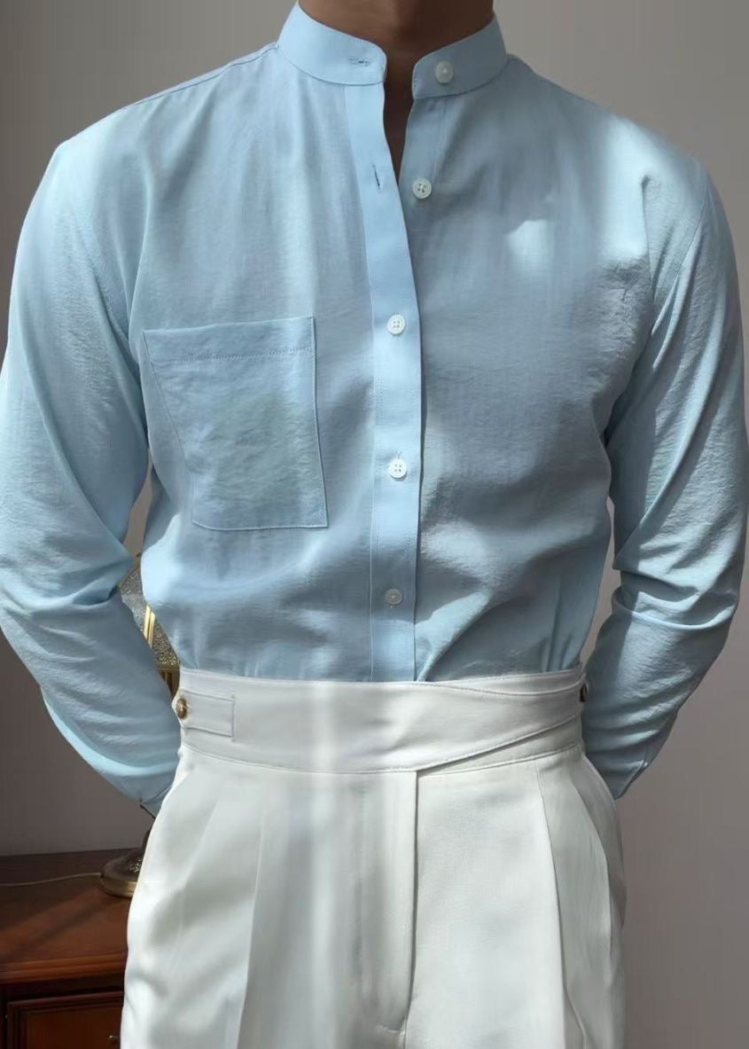 Men's Retro Mandarin Collar Shirt | Summer Resort Casual Style