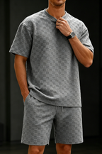 Men's Premium Checkerboard Knit Crewneck Tee & Shorts Set