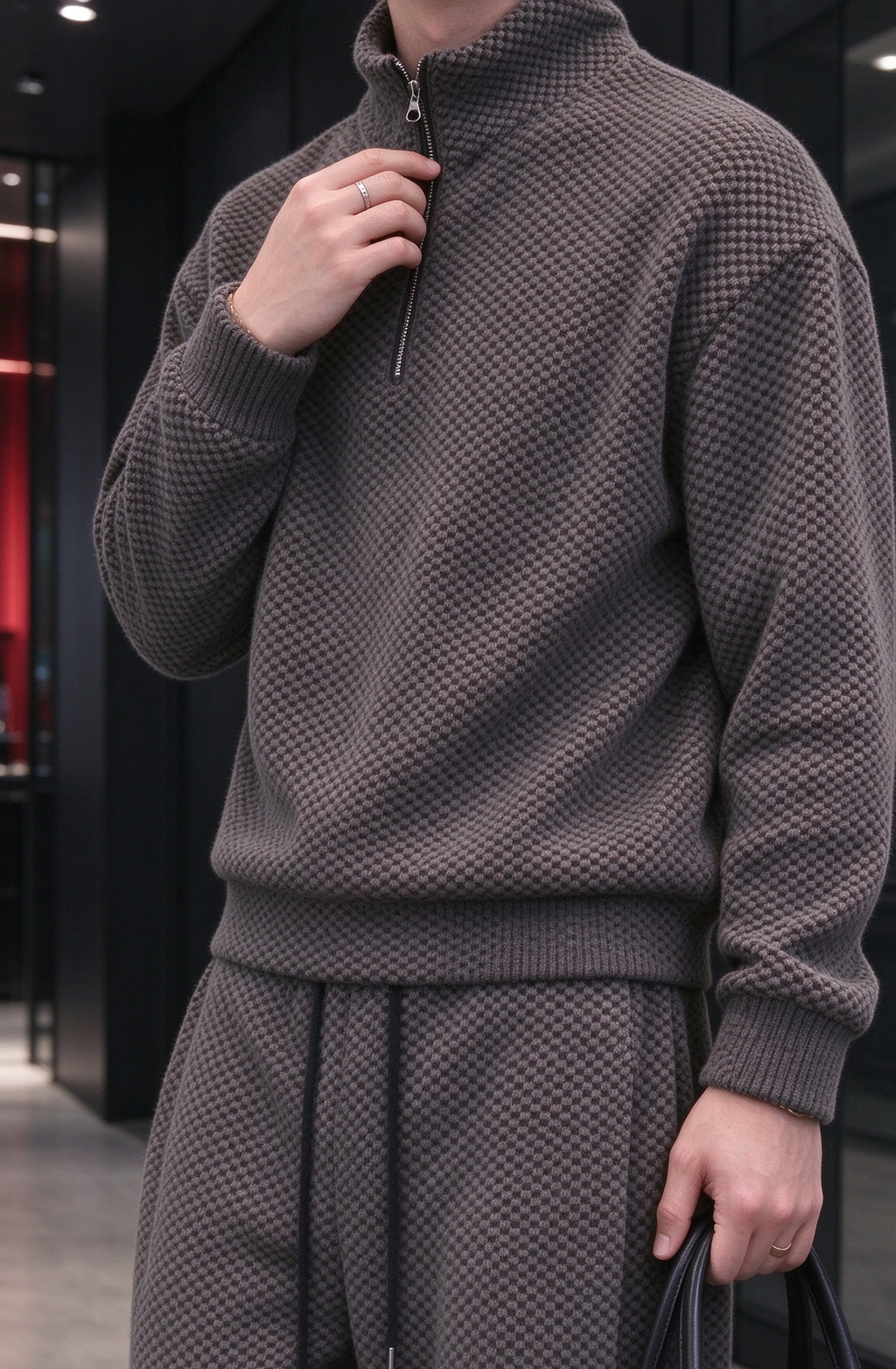 Men's Comfortable Houndstooth Tracksuit