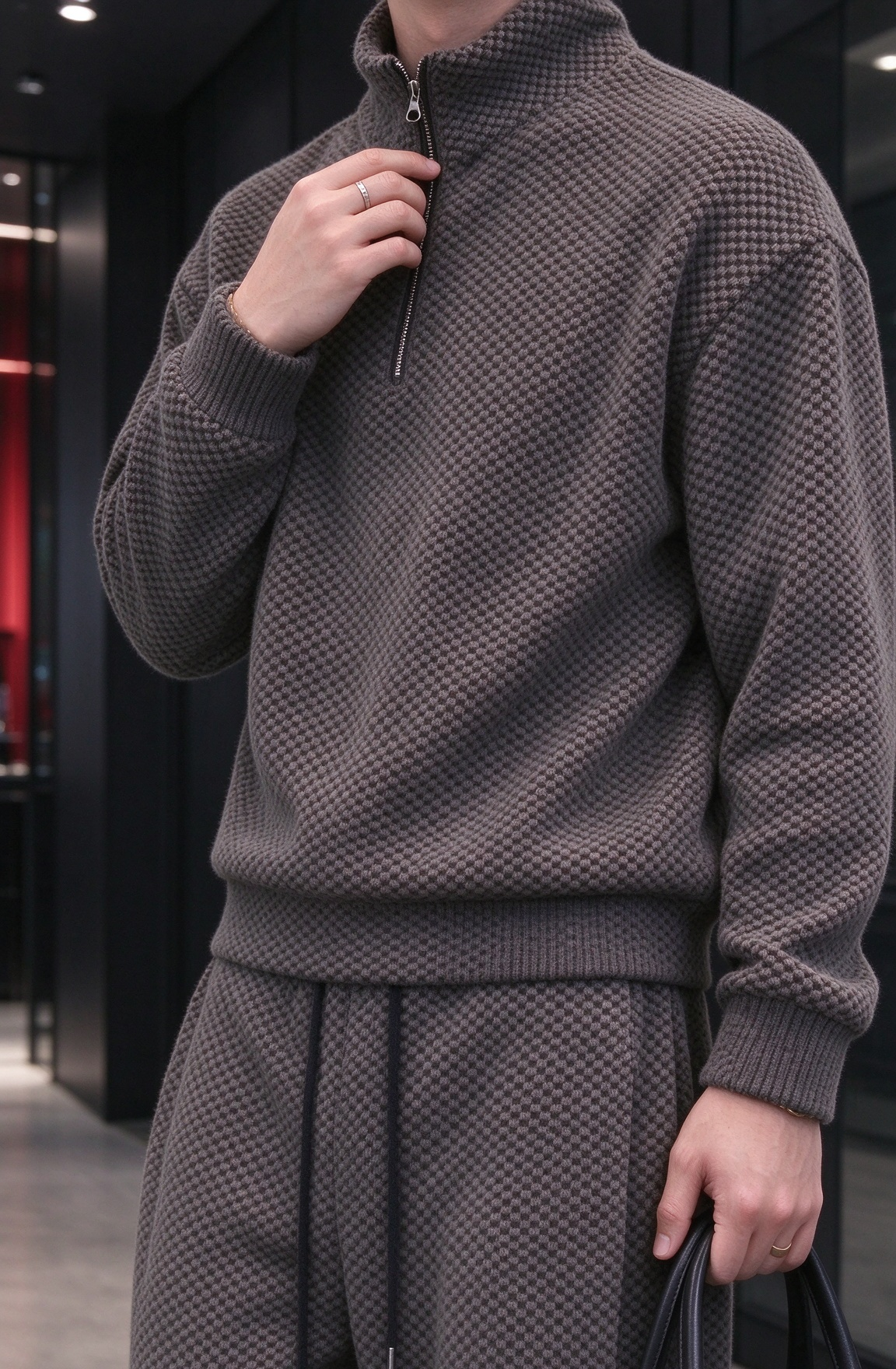 Men's Comfortable Houndstooth Tracksuit