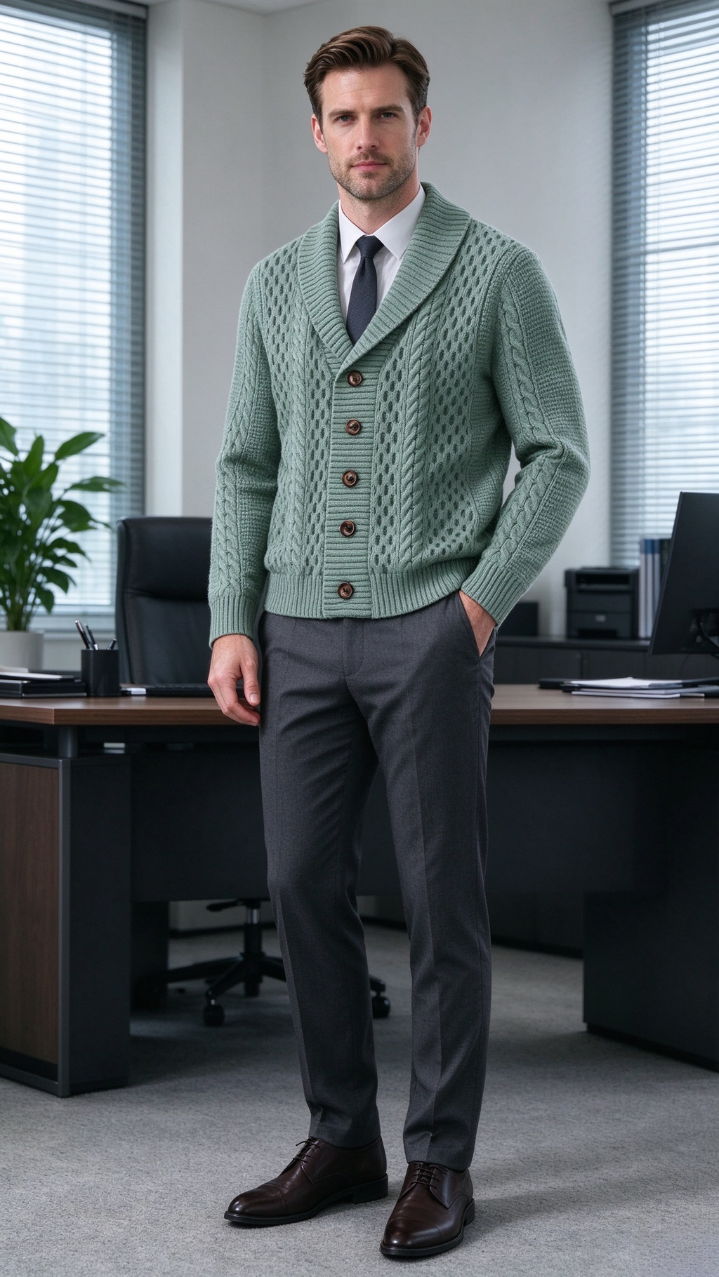 Men's Retro Knit Cardigan