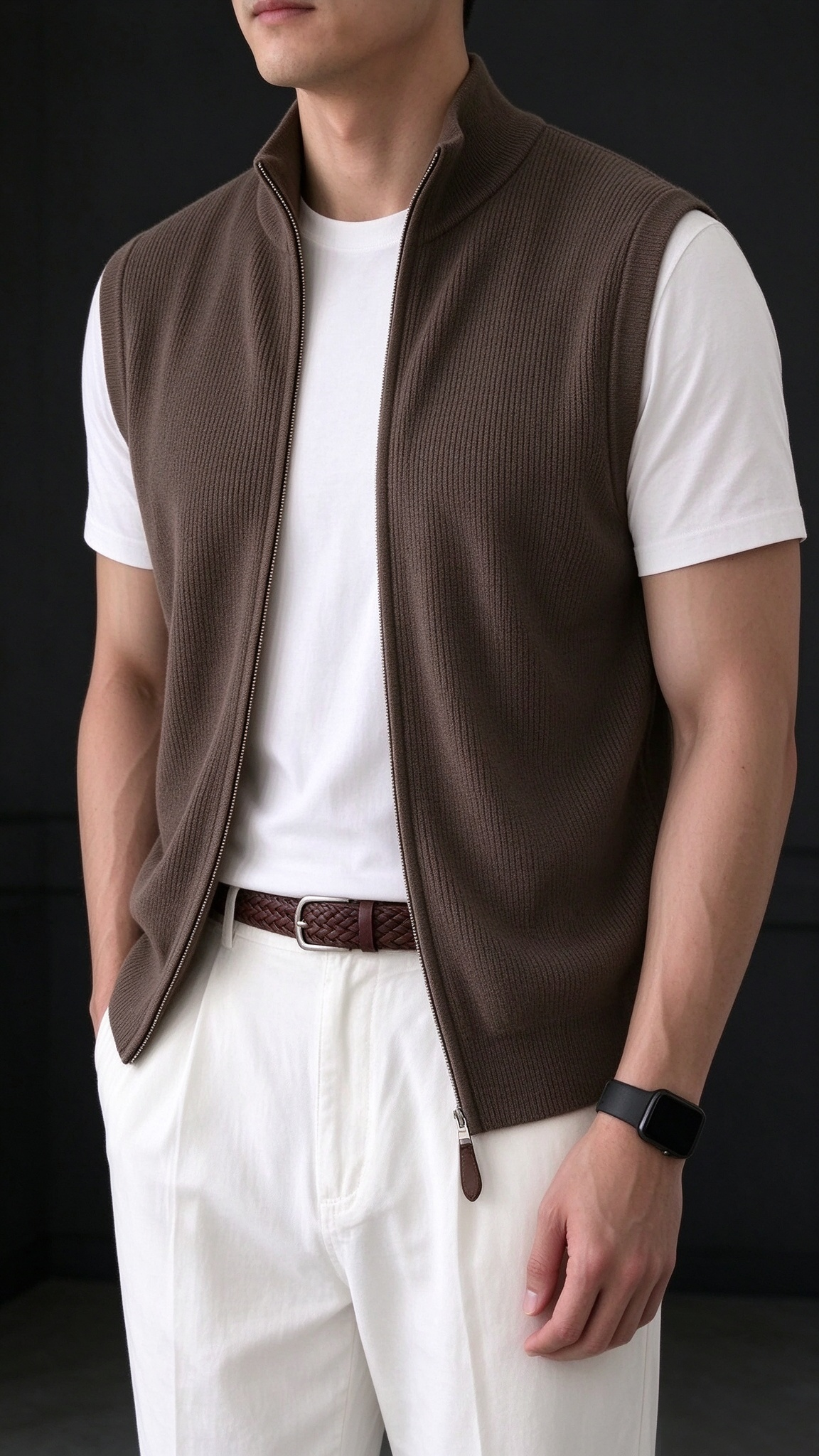 Men's Comfortable Knit Zip-Up Vest
