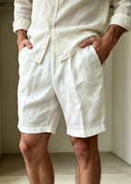 Men's Old Money Linen Blend Shorts - Relaxed Fit Pleated Casual Summer Shorts