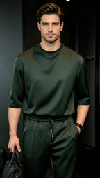 Solid Color Silky Short-Sleeve Set