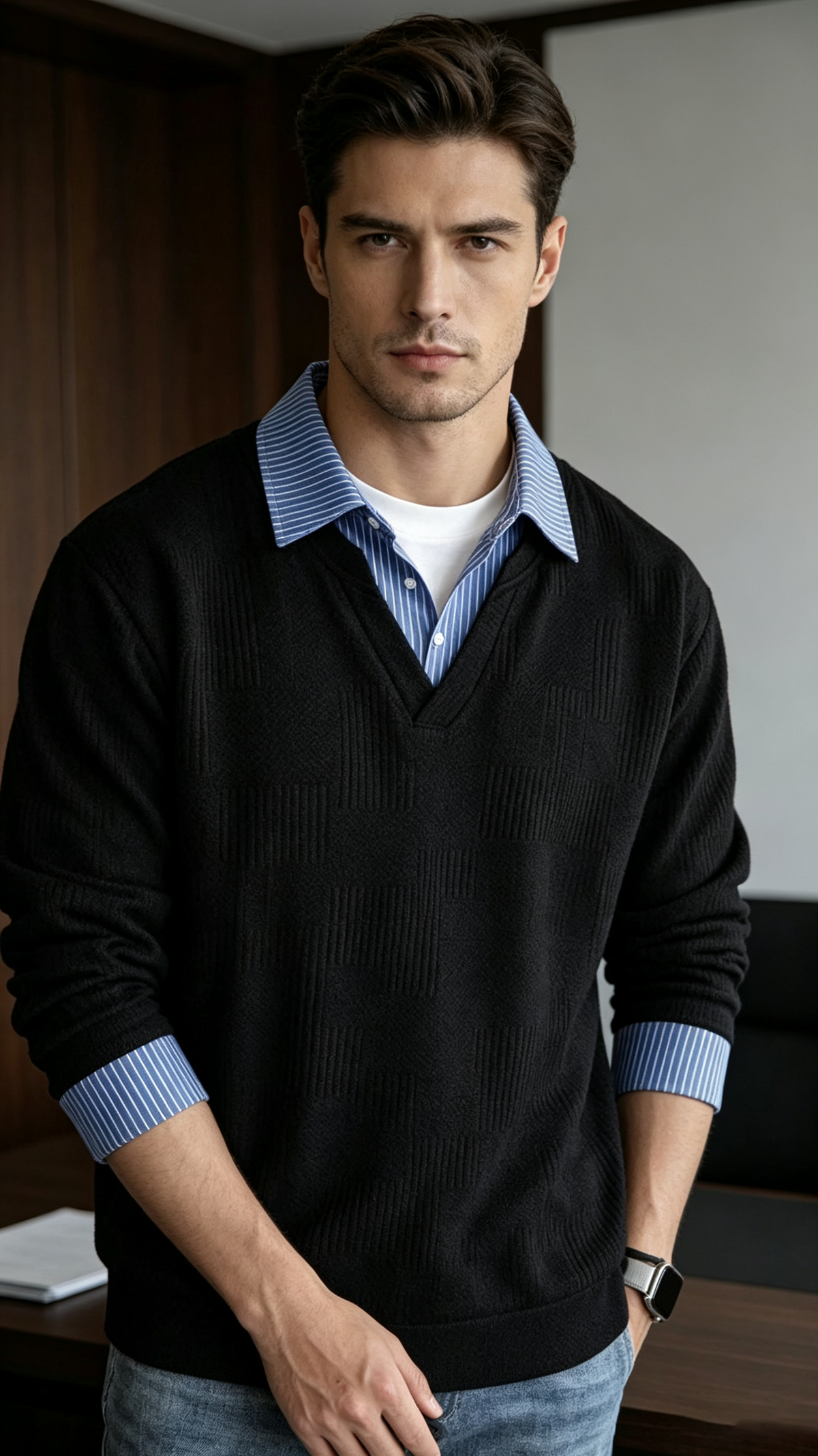Men's Casual Mock Two-Piece Sweatshirt