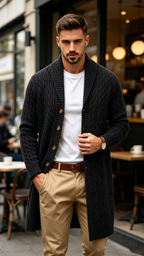 Men's Vintage Longline Knit Cardigan Sweater