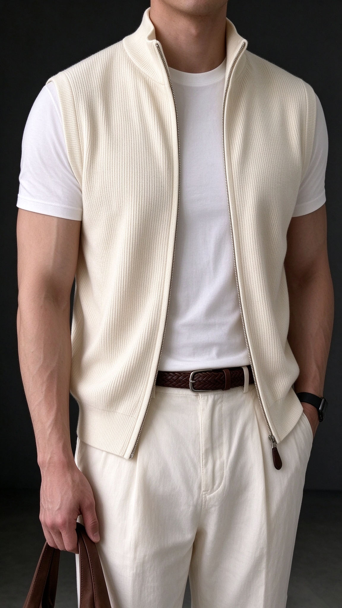 Men's Comfortable Knit Zip-Up Vest