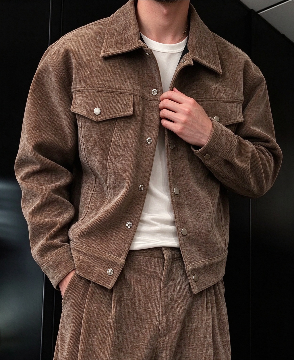 Men's Chenille Collared Jacket Set