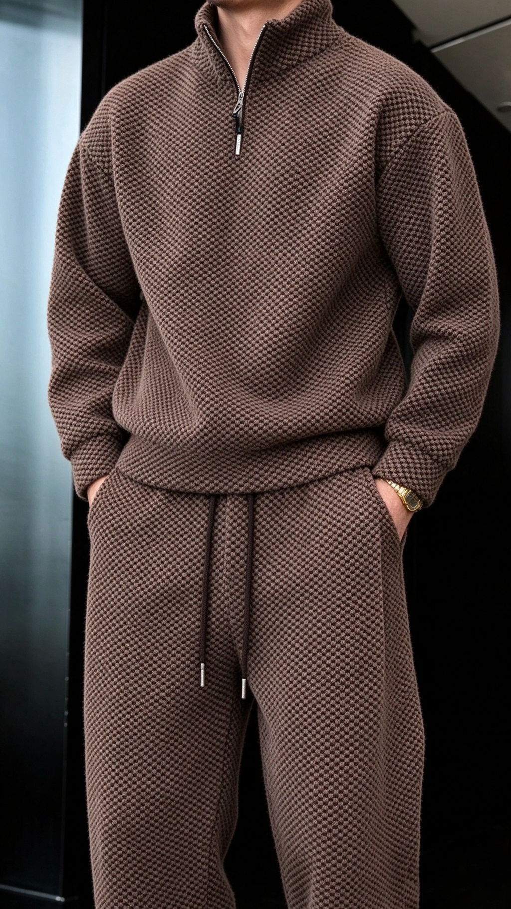 Men's Comfortable Houndstooth Tracksuit