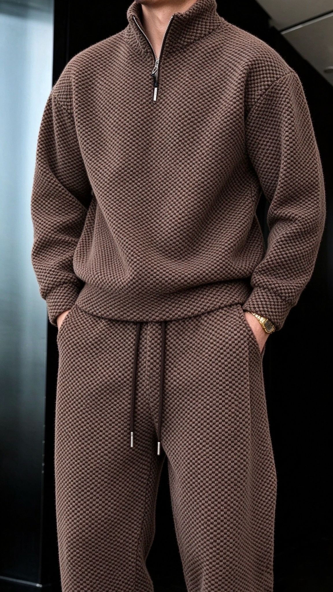 Men's Comfortable Houndstooth Tracksuit