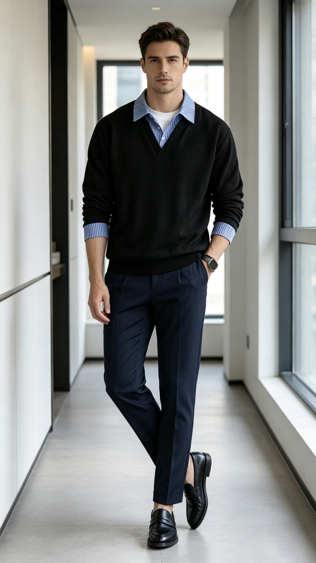 Men's Casual Mock Two-Piece Sweatshirt
