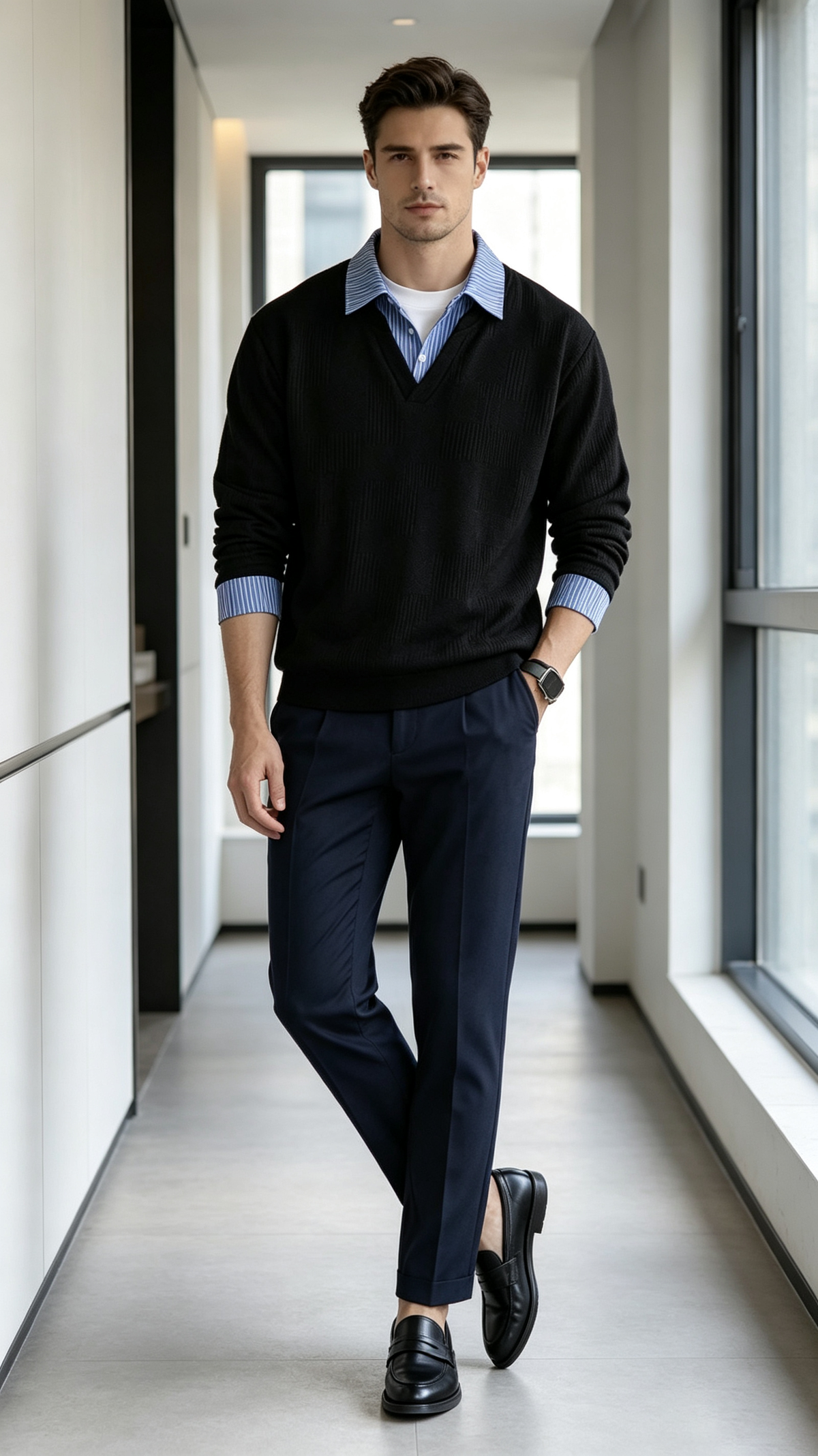 Men's Casual Mock Two-Piece Sweatshirt