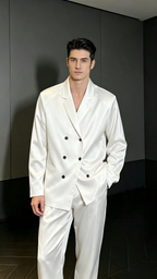 Men’s Smooth Silk-Feel Casual Suit Set