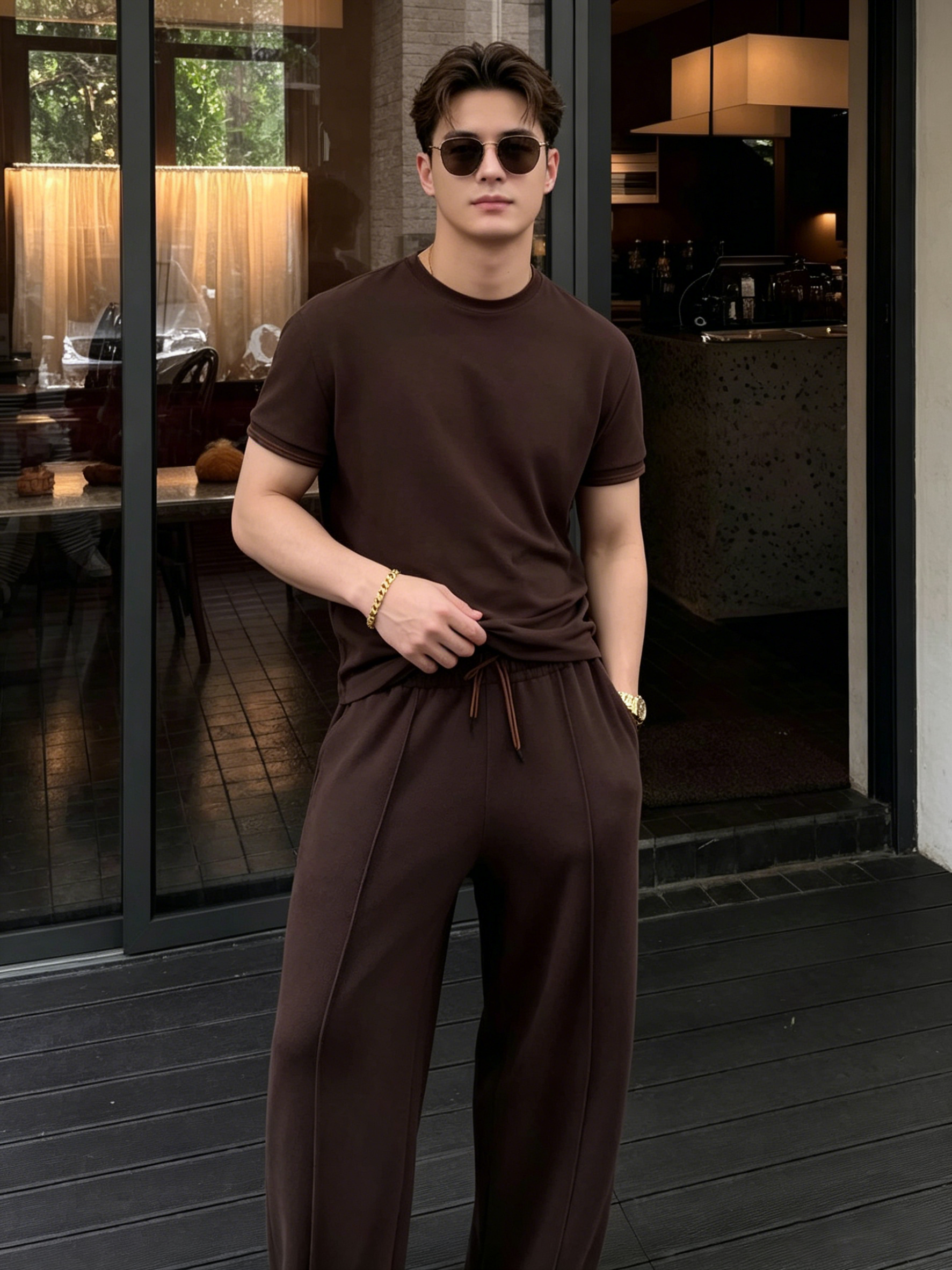 Men's Crewneck Comfortable Casual Short-Sleeve Set