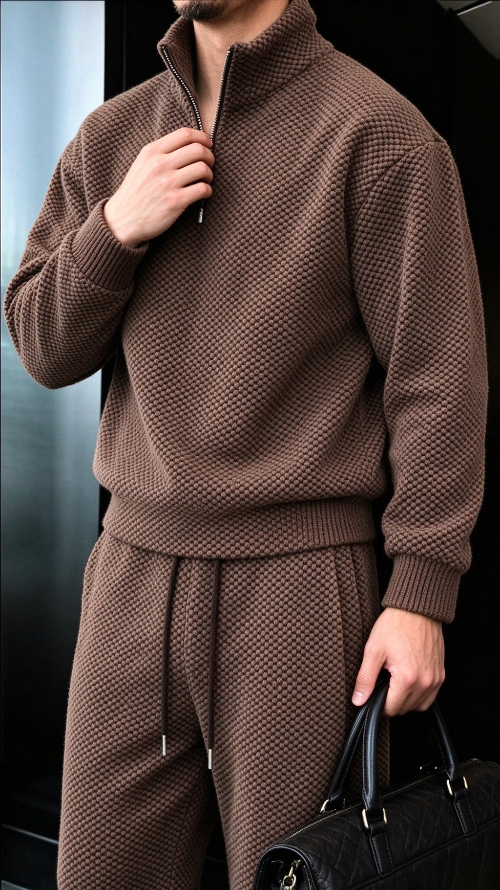 Men's Comfortable Houndstooth Tracksuit