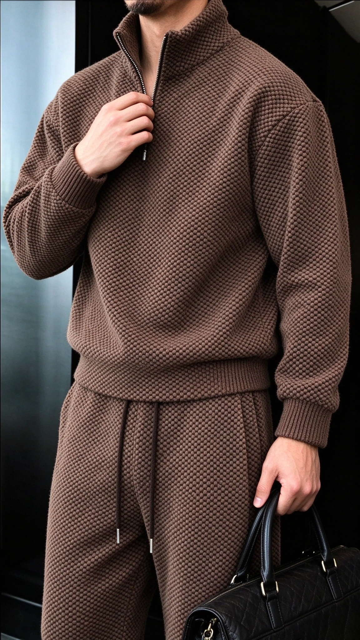 Men's Comfortable Houndstooth Tracksuit