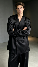 Men’s Smooth Silk-Feel Casual Suit Set